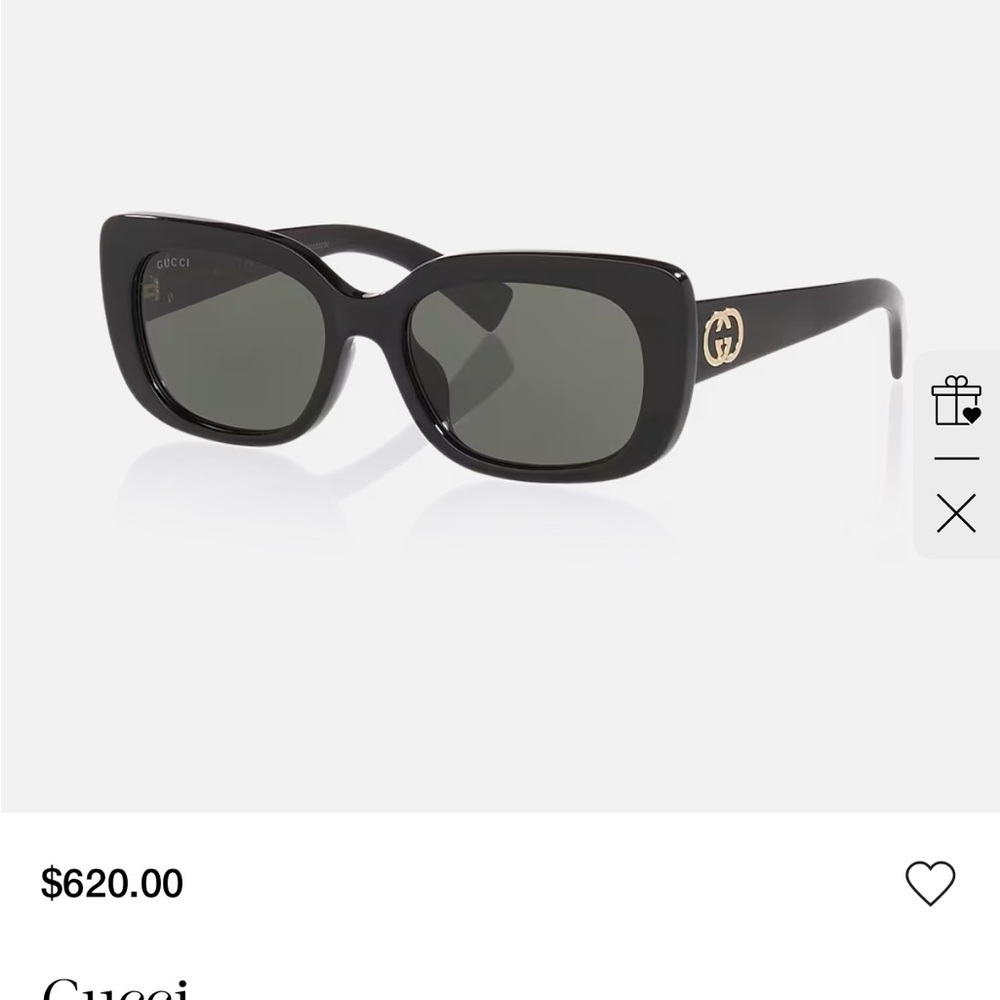Gucci Black Square Sunglasses with Gold GG Accent